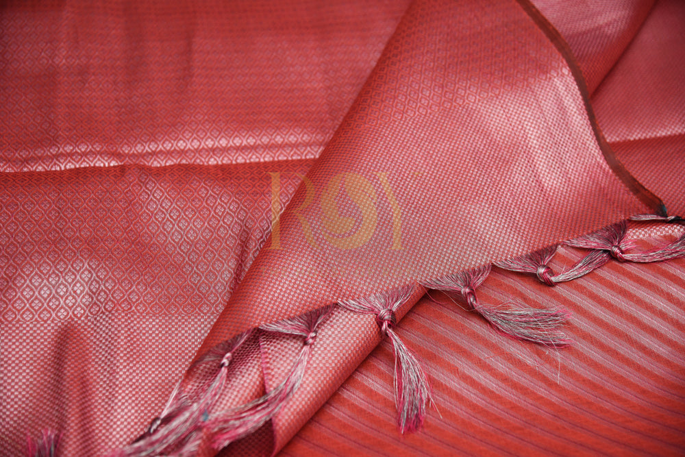 A silk cotton saree with tissue style