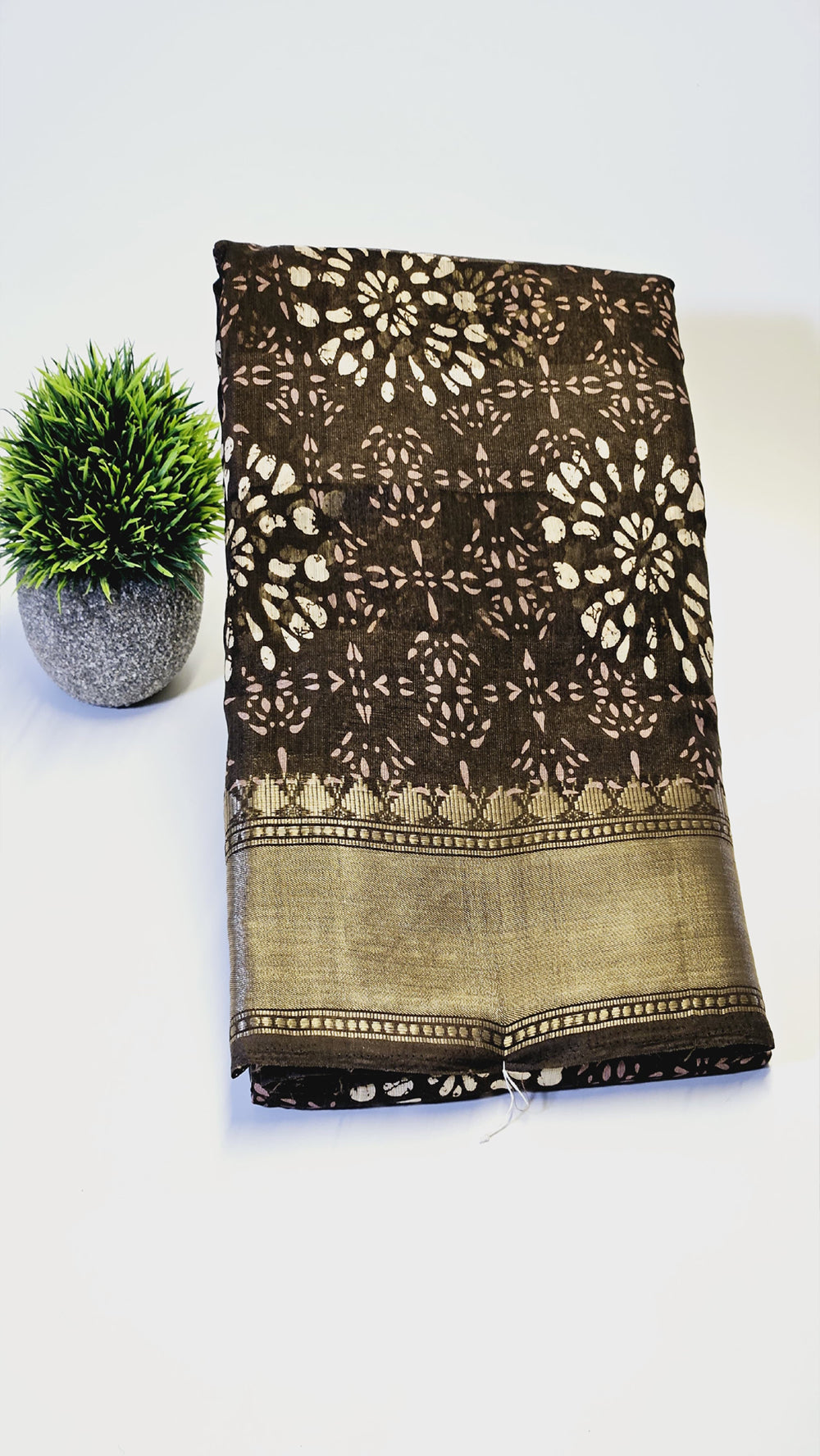 soft mix cotton saree in khaki (brown) colour