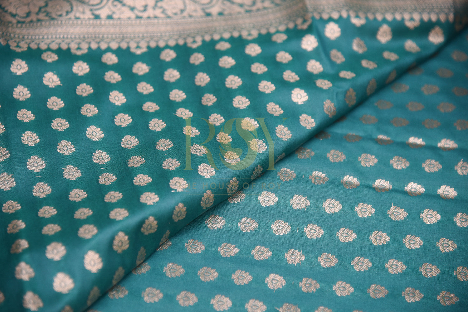 Traditional Banarasi Katan Silk Saree With Zari Butta Teal Blue