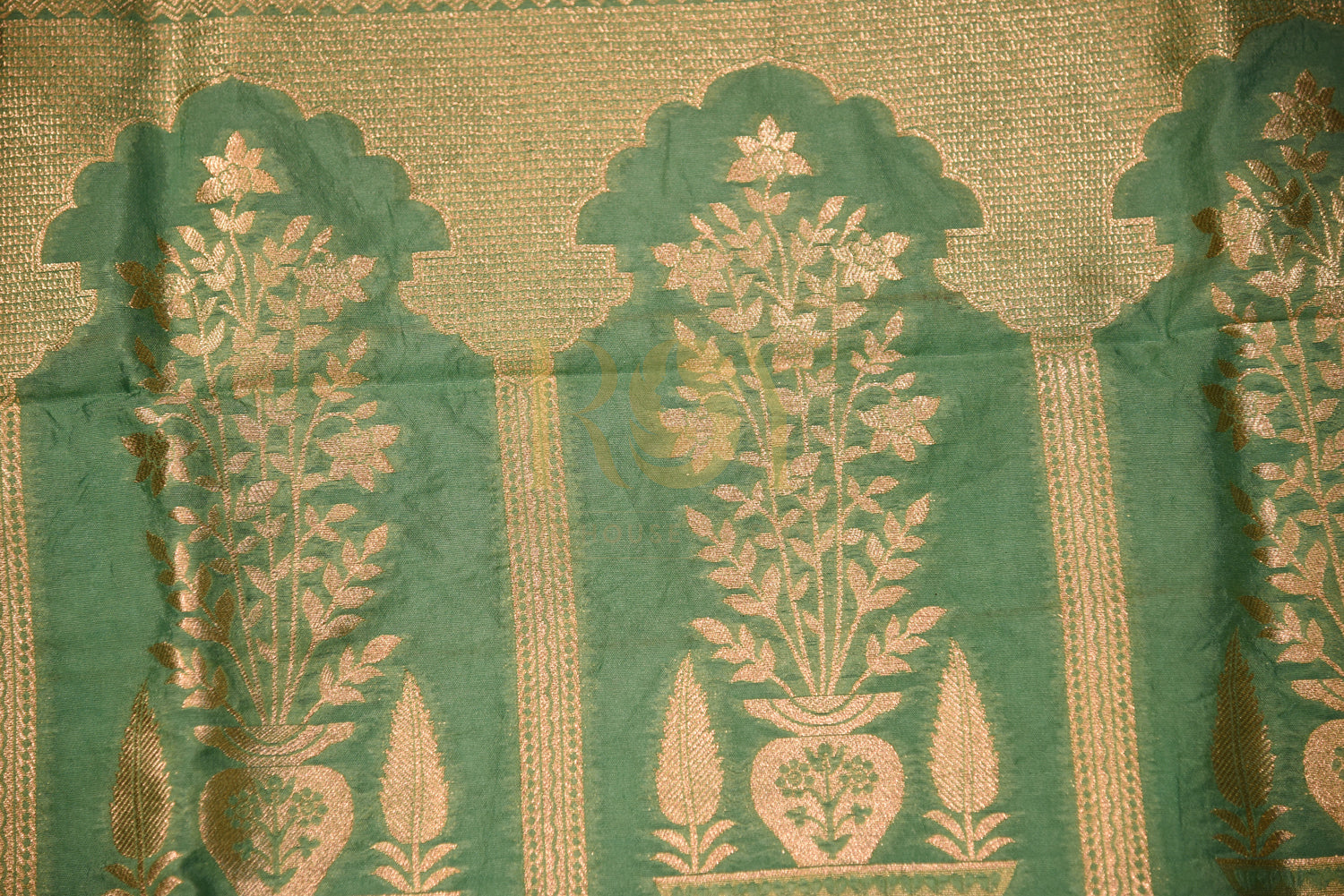 Banarasi silk cotton green