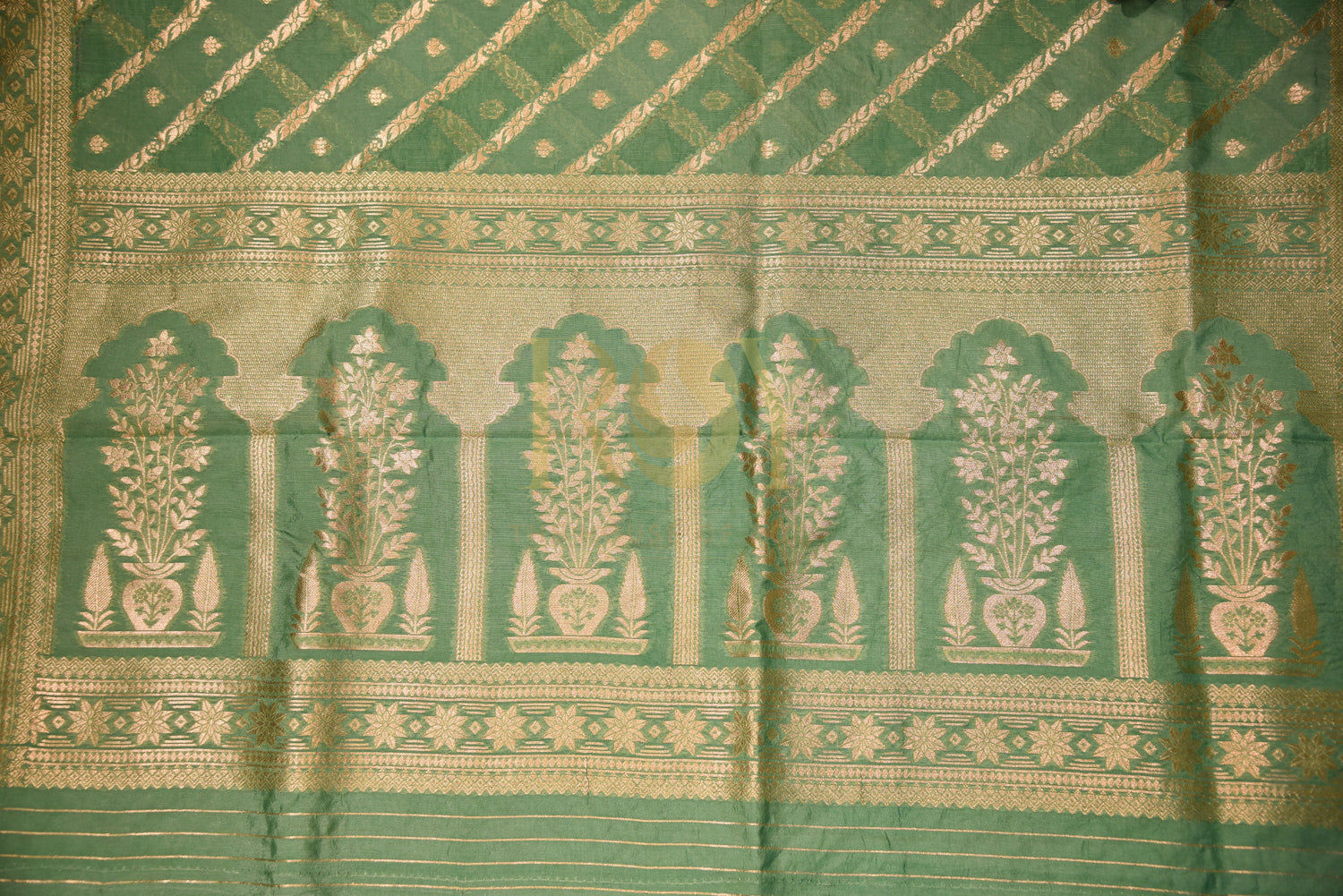 Banarasi silk cotton green