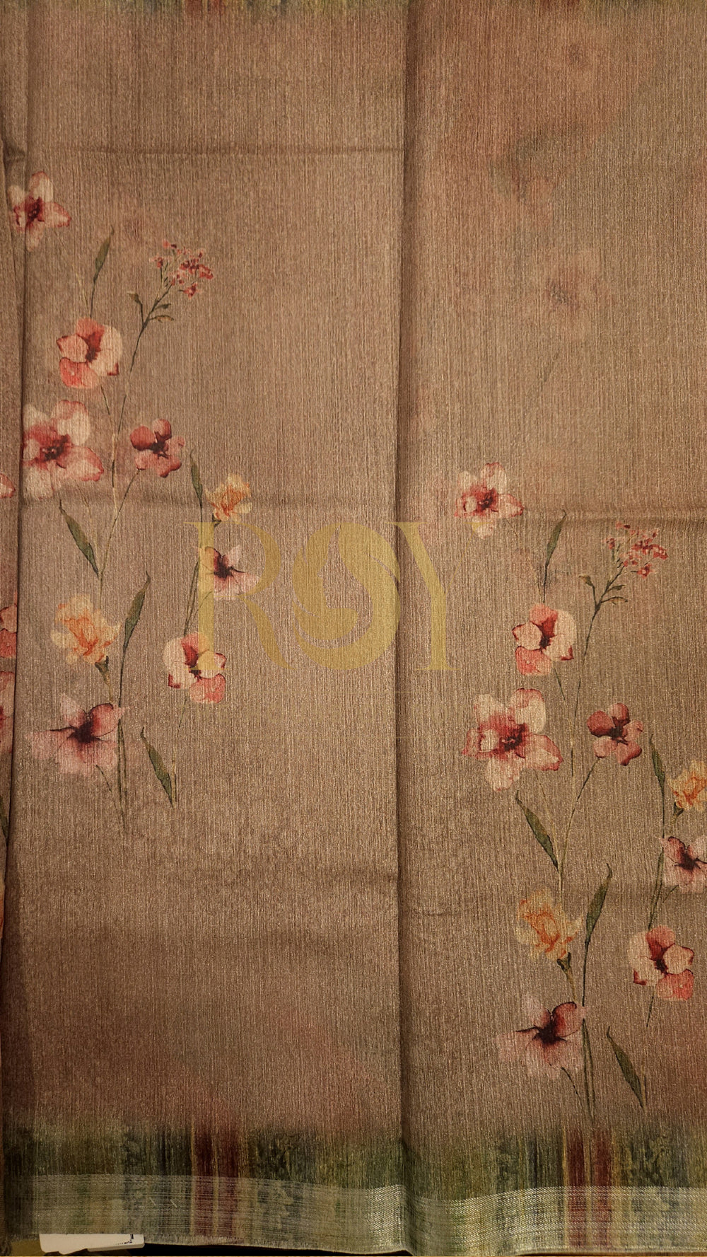 Dusty peach Floral digital print linen silk
