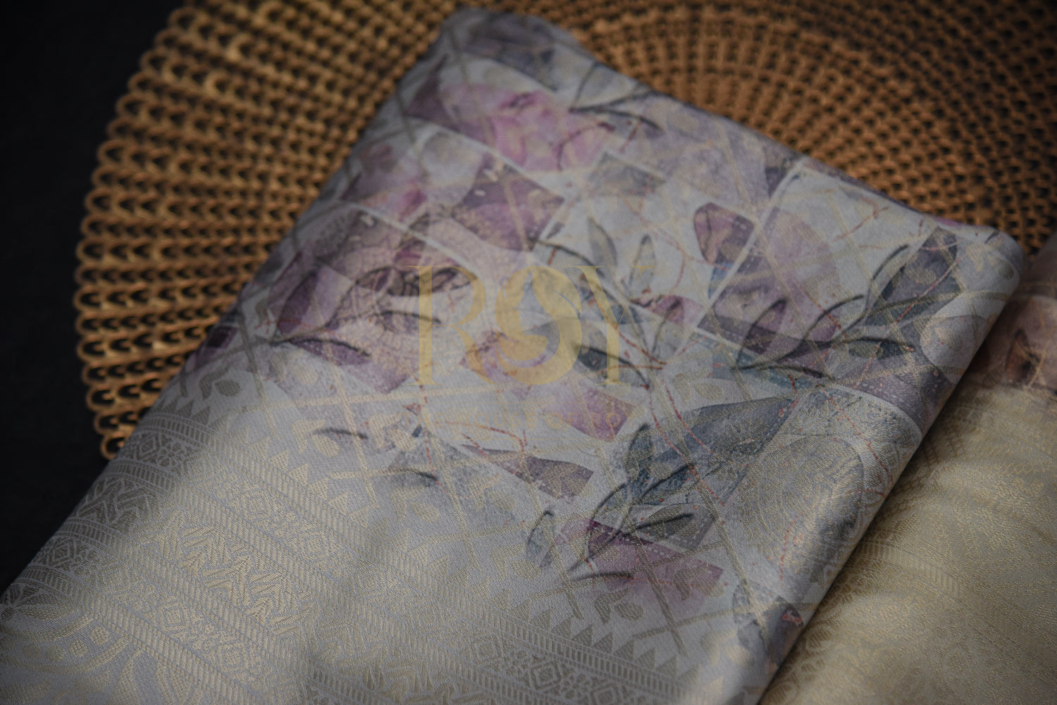 dusty blue soft silk saree