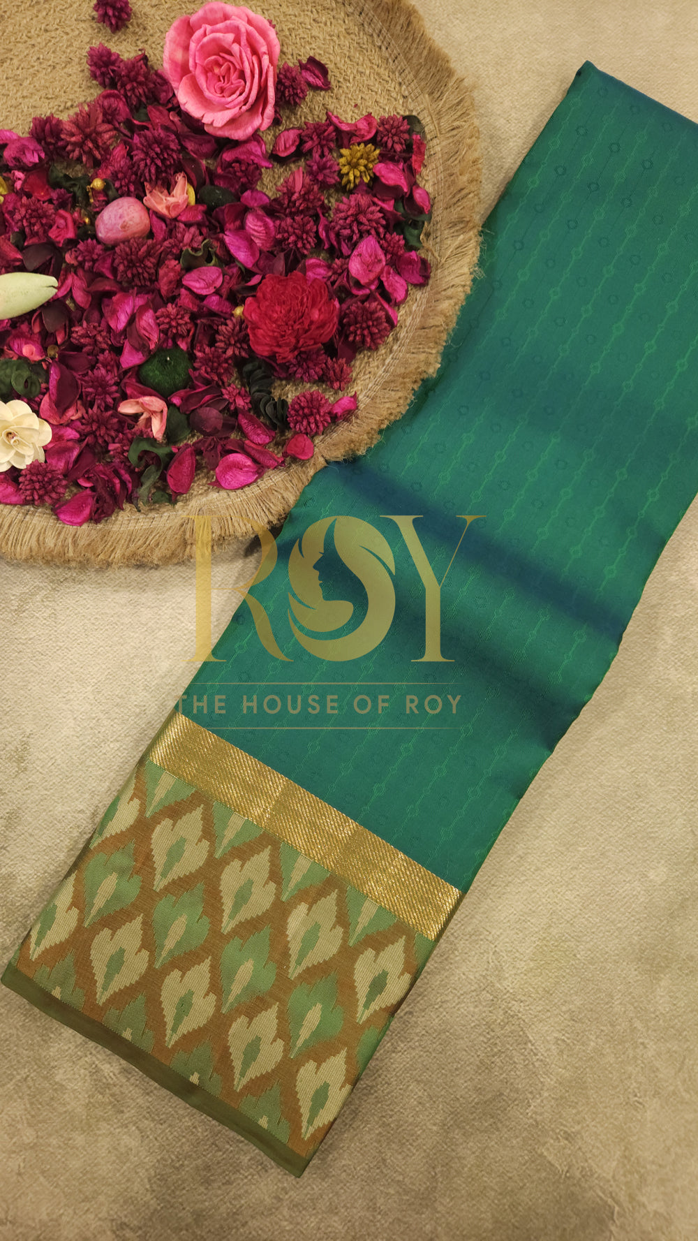 Fancy border saree green