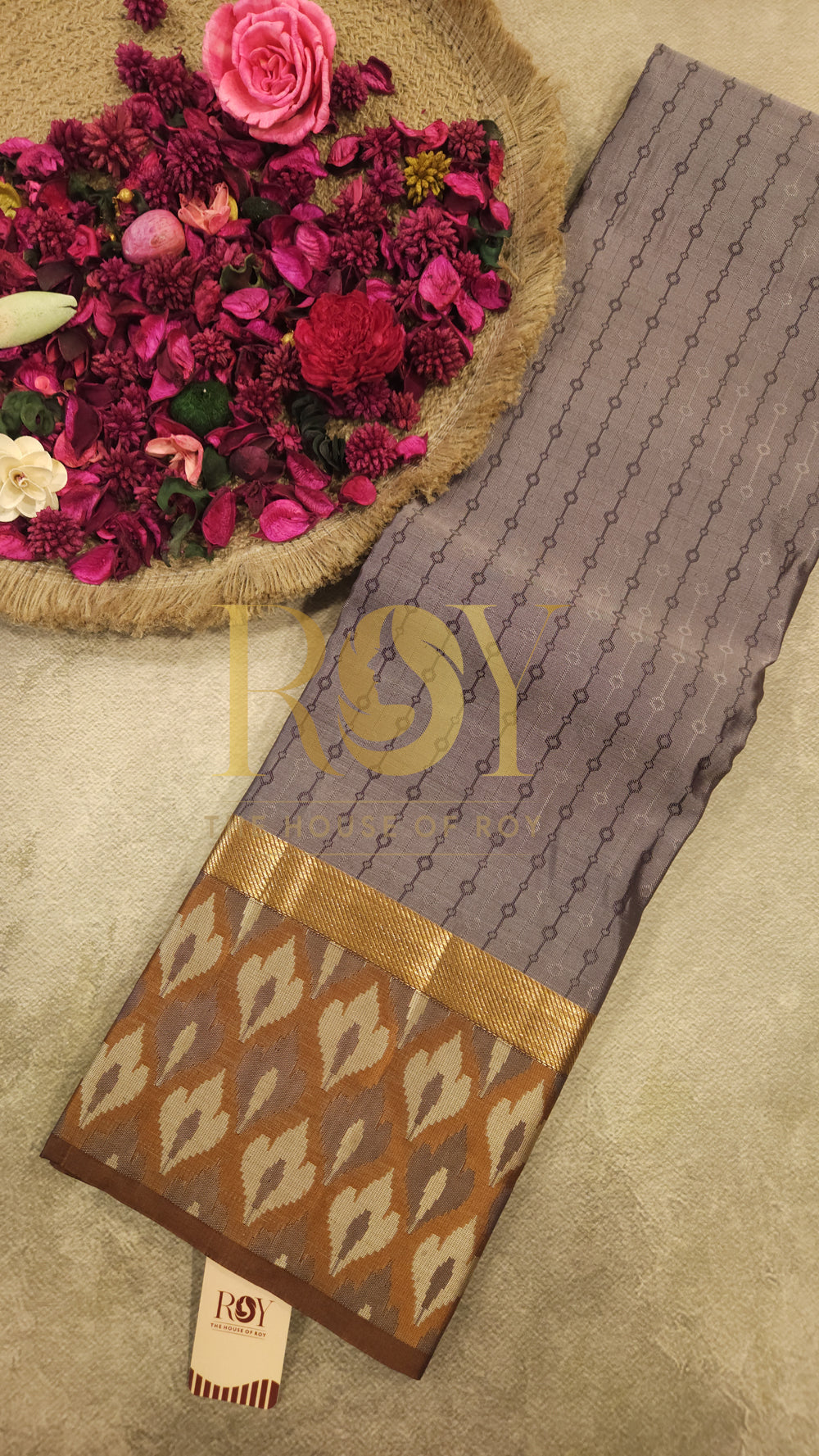 Fancy border saree lavender