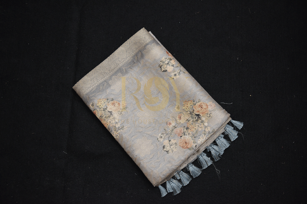 Brocade grey silk