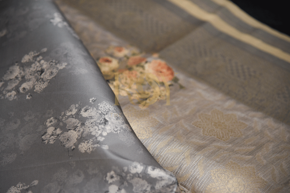 Brocade grey silk