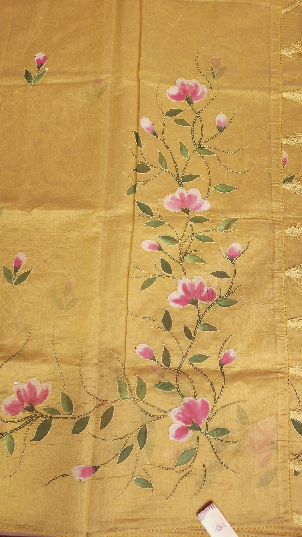 Exquisite Floral Design Chandheri Silk Cotton Saree pastel yellow