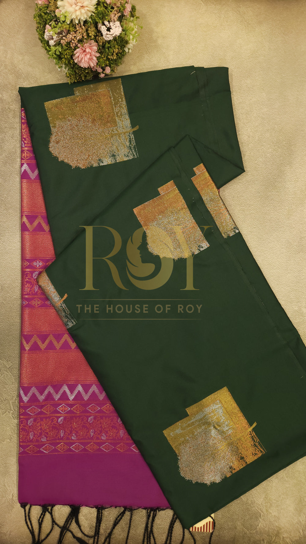 Dark green soft silk