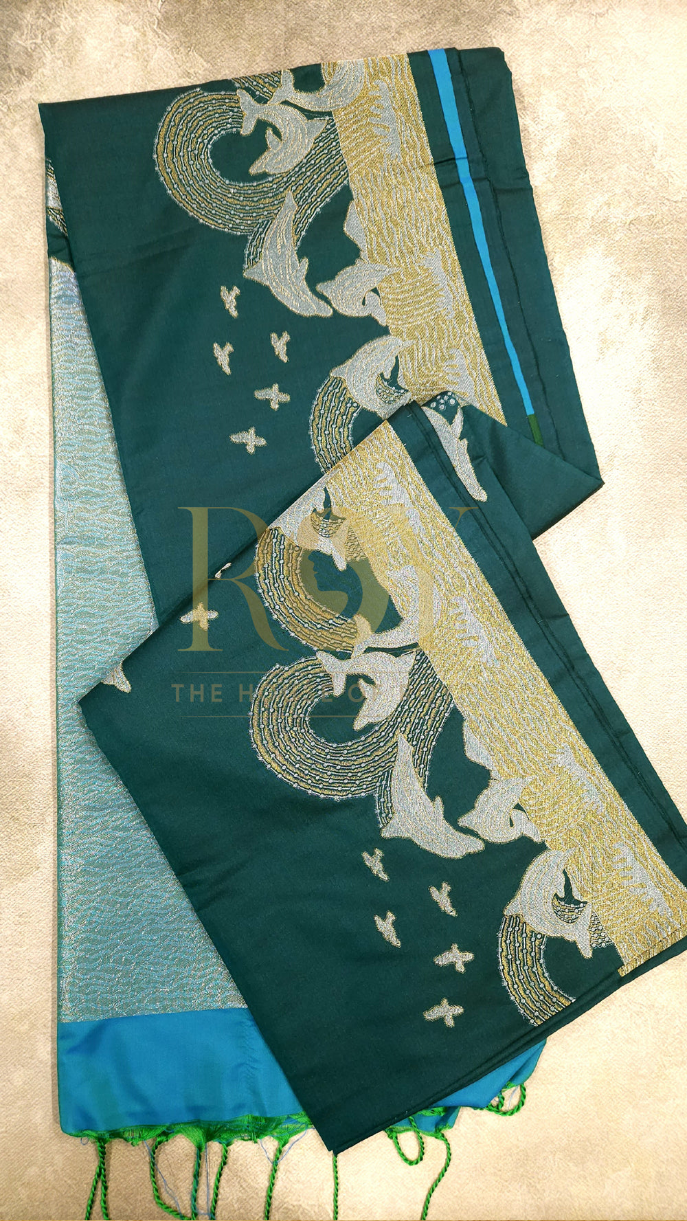 Emerald dolphin soft silk saree