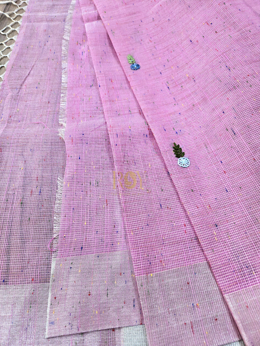 Embroidery saree pink