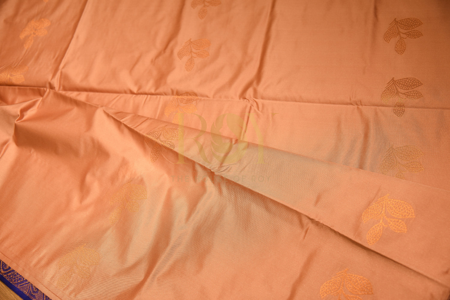 Soft silk saree Fancy branched leaf copper jari mauve pink