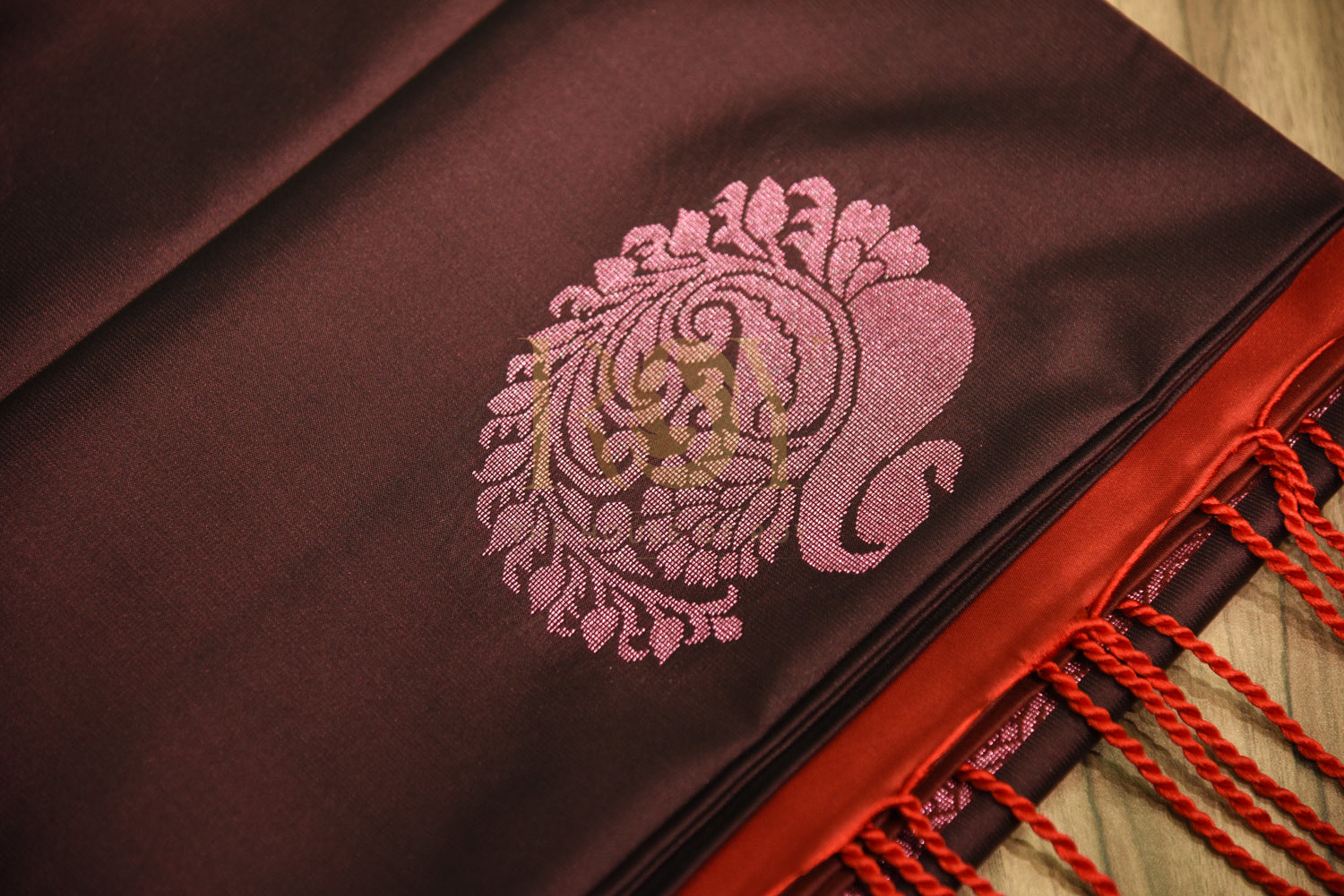 Soft silk saree Fancy burgundy jari motif