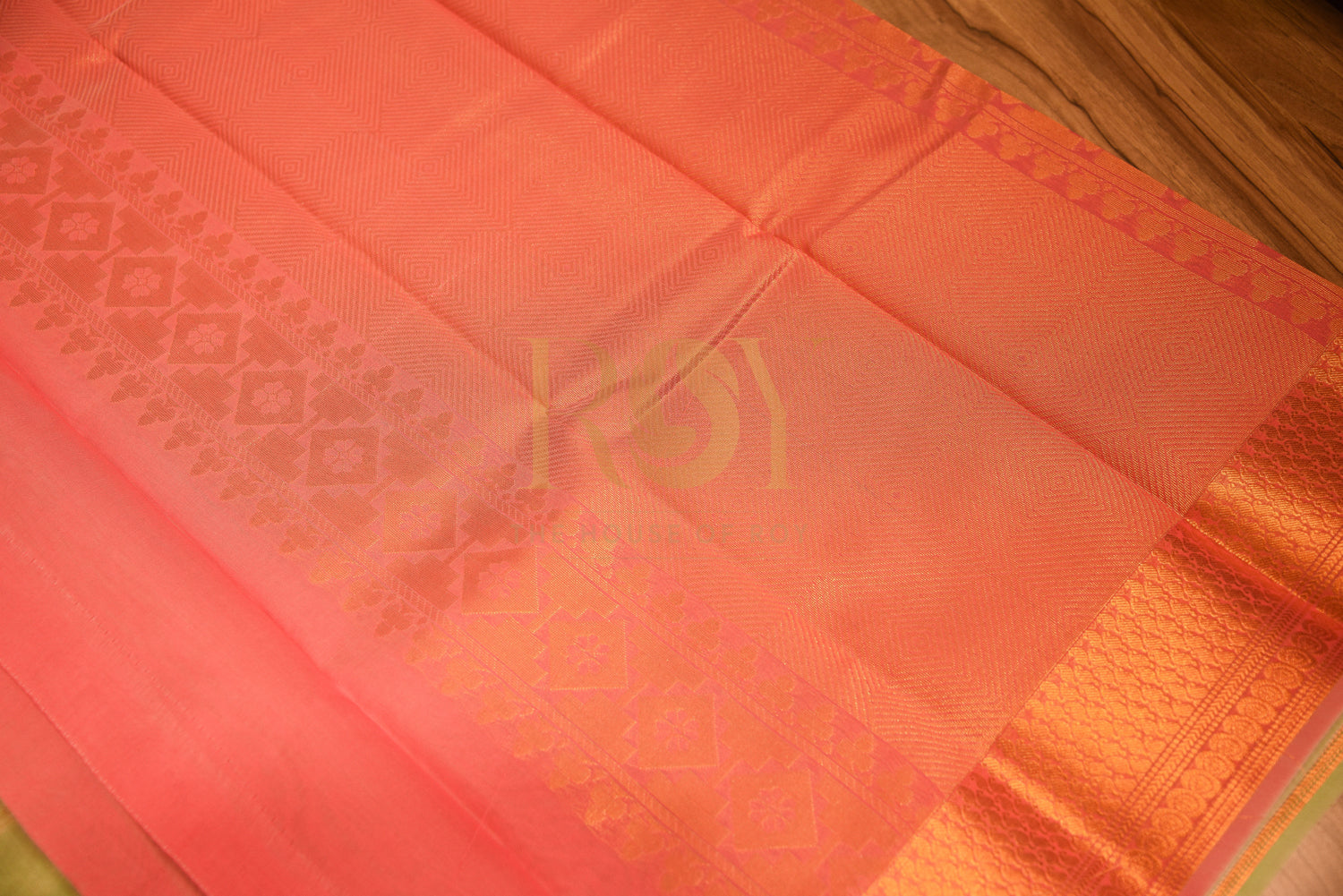 Cotton saree with fancy jari motif pastel green