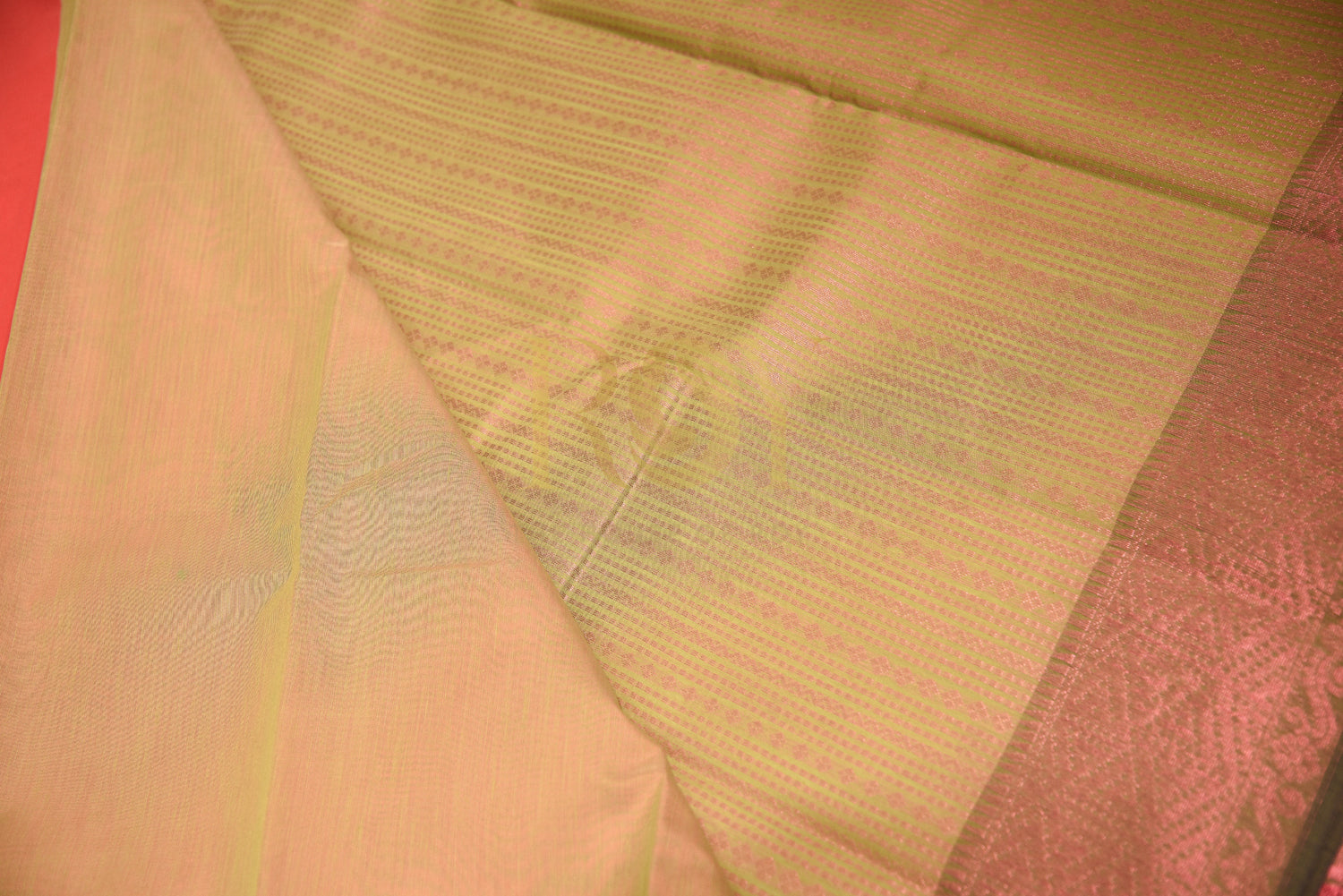 Cotton saree with fancy jari motif powder green