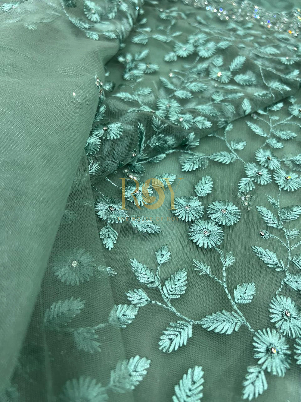 Fancy Net Saree - Sea Green