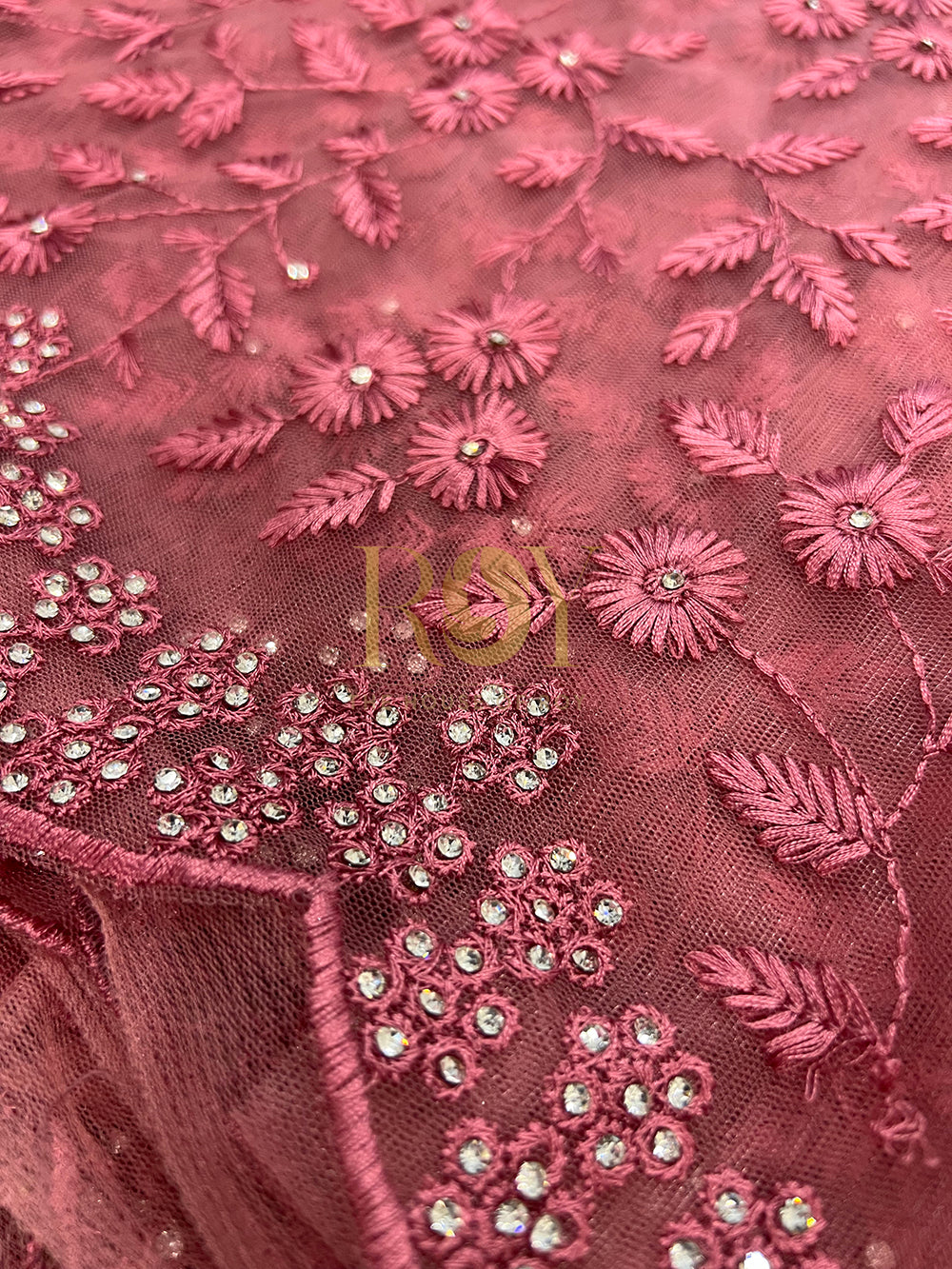 Fancy Net Saree - Mauve Pink