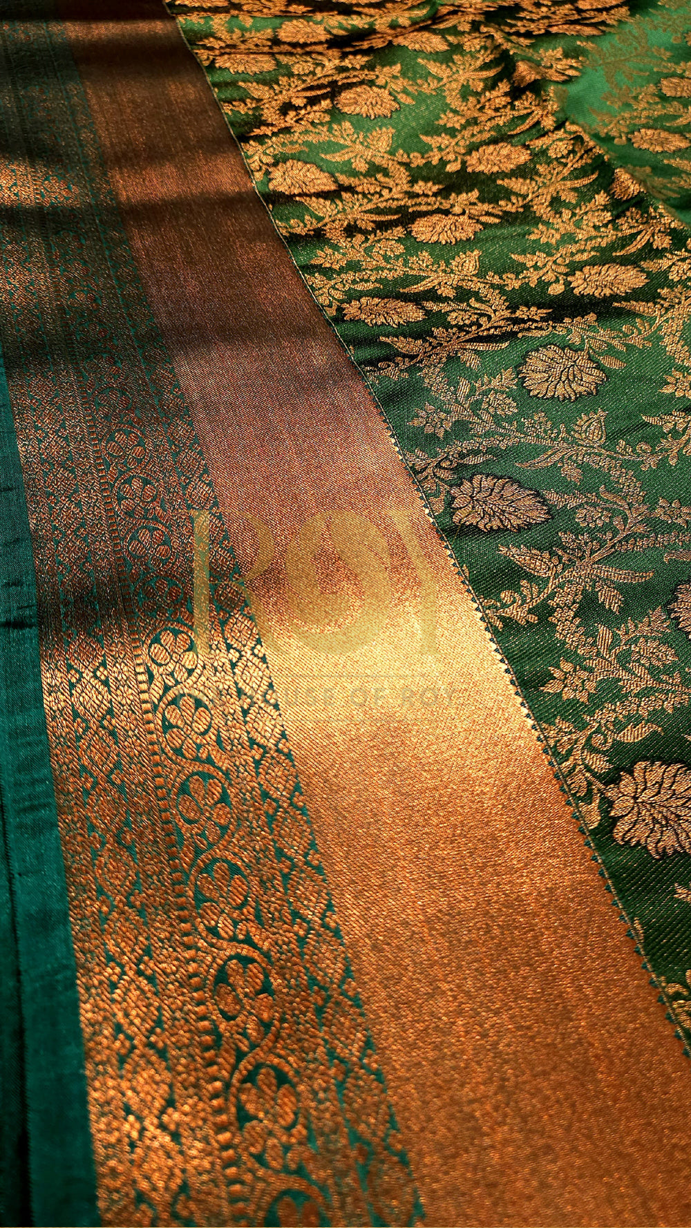 Forest green kodi brocade silk saree