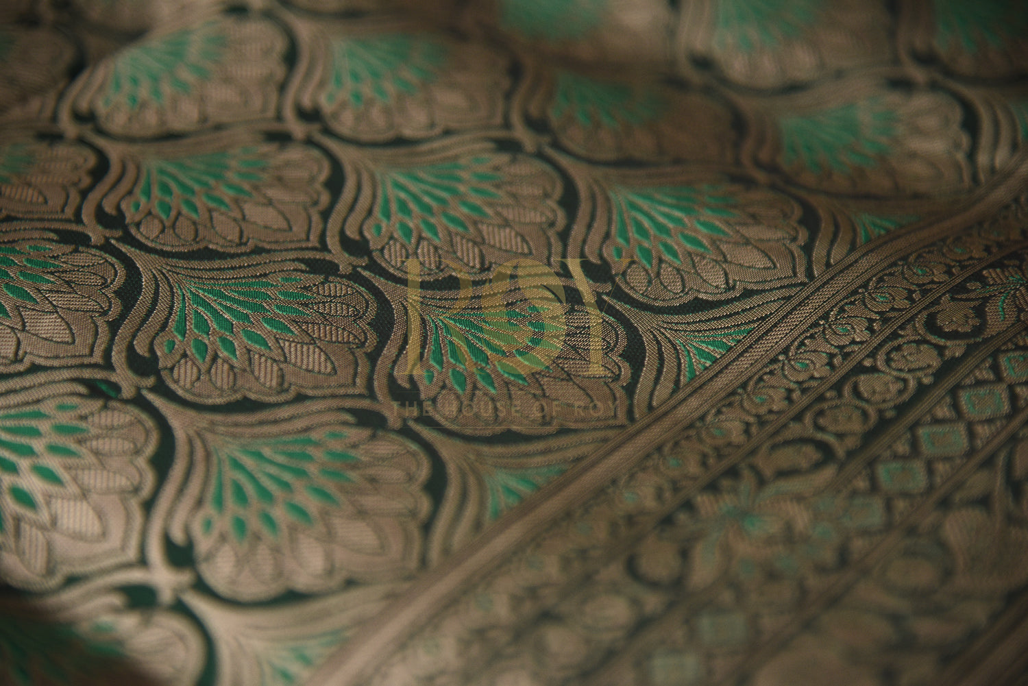 Leaf green gaji silk