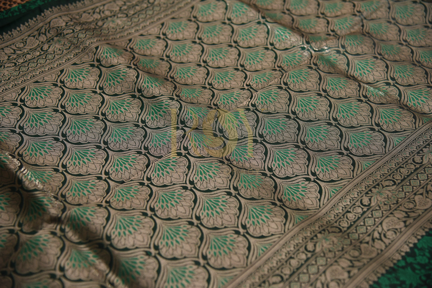 Leaf green gaji silk