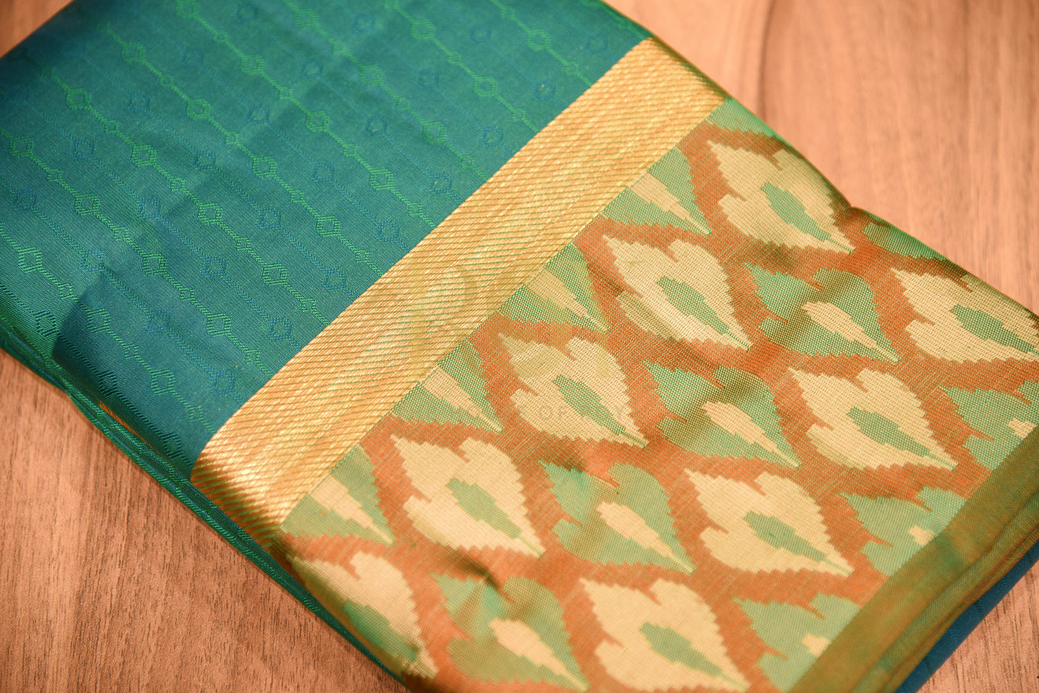 Fancy border saree green