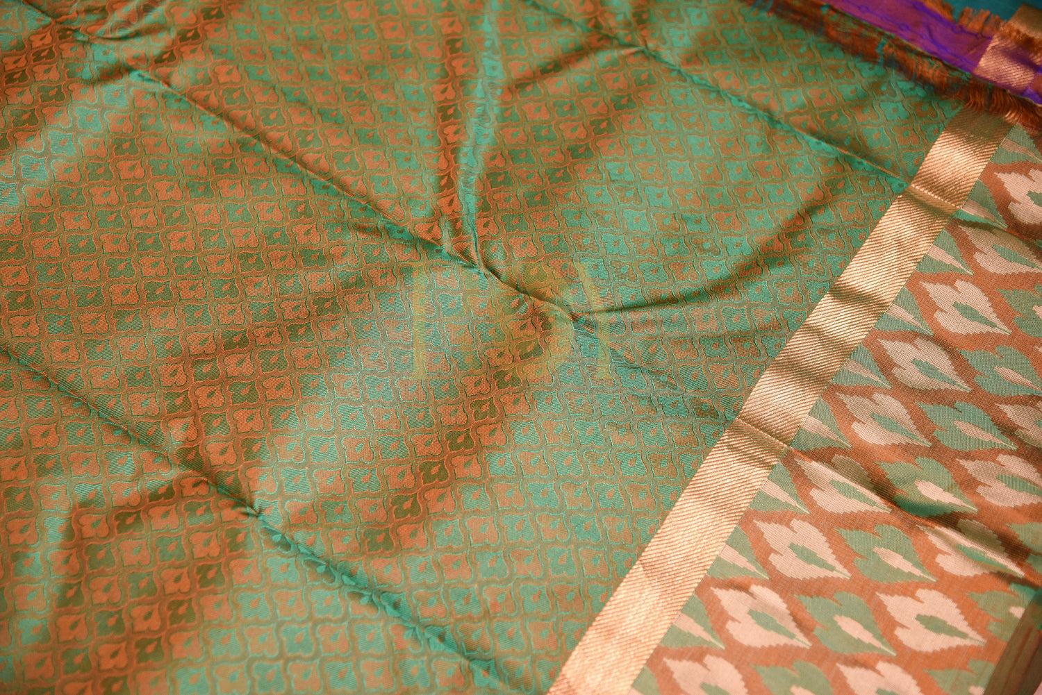 Fancy border saree green