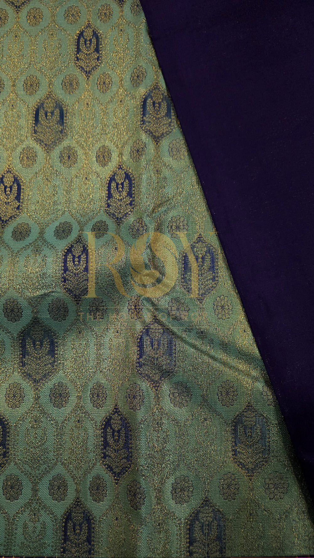 Sea blue honeycomb pure Kancheepuram silk saree