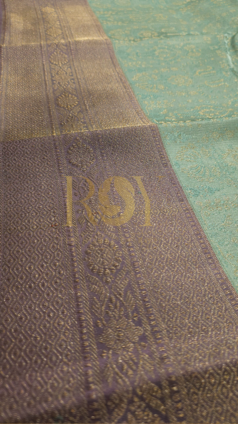 Aquamarine blue kancheepuram pure soft silk saree