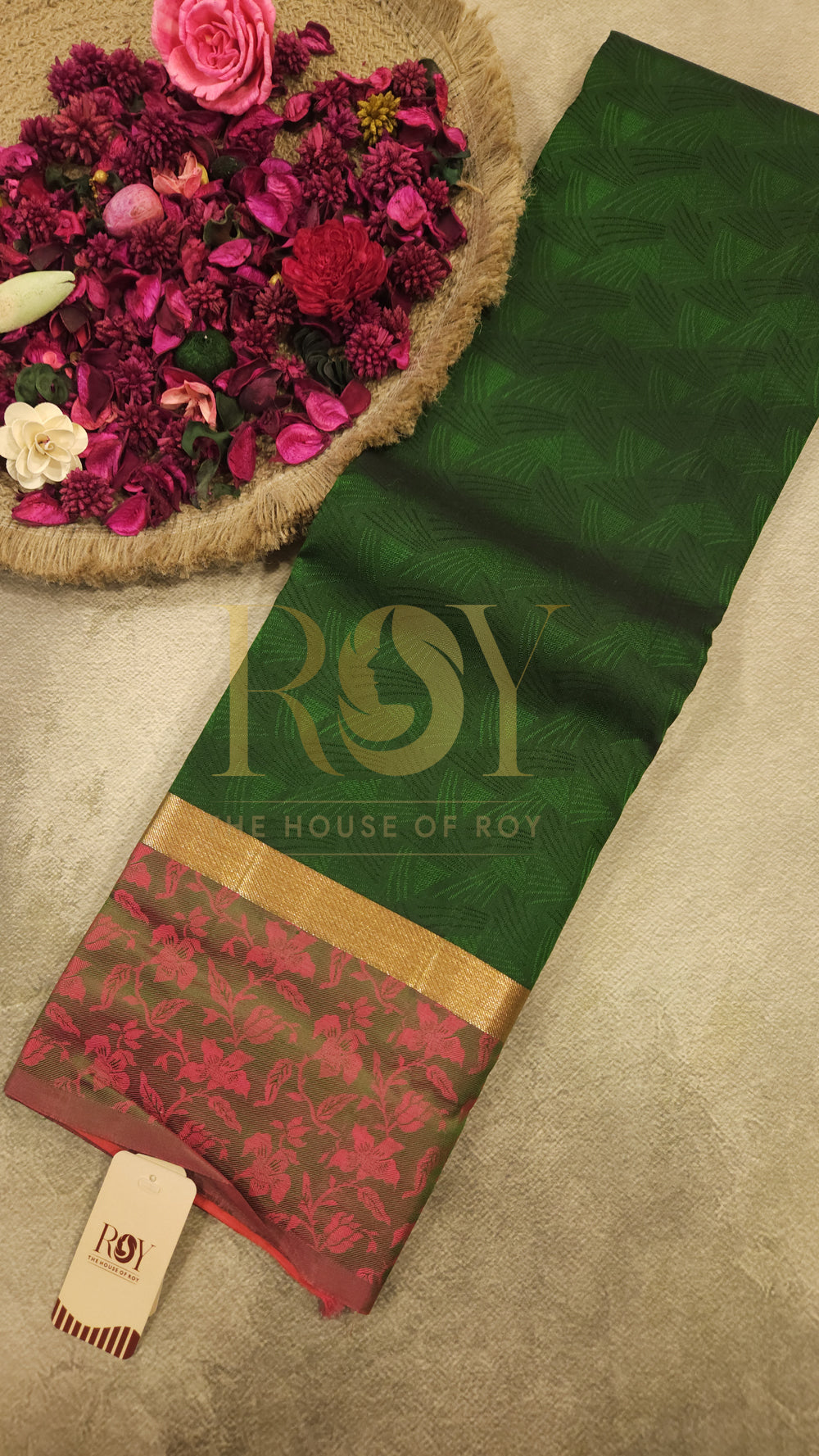 Pure Leaf green silk saree