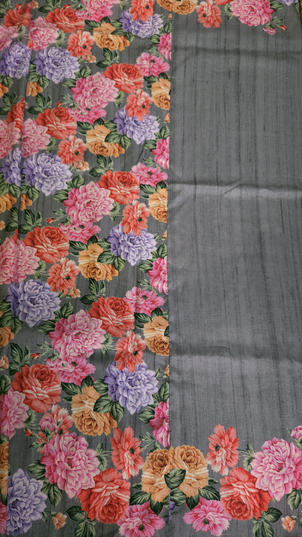 Digital print saree with grey