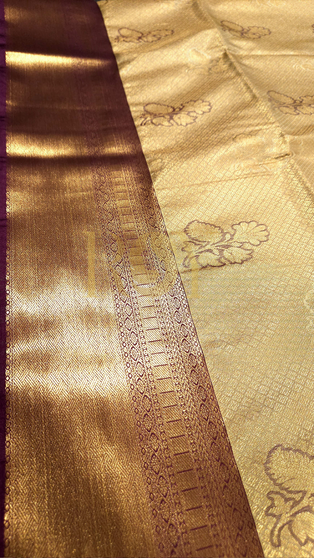 Cream jacquard soft silk