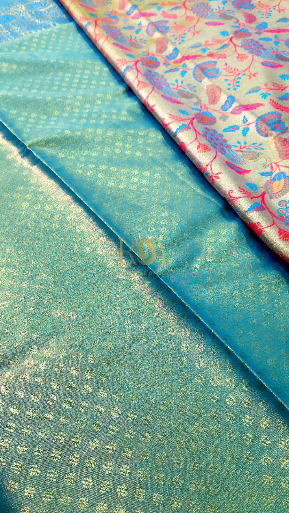 Peacock Jaal Silk Turquoise blue