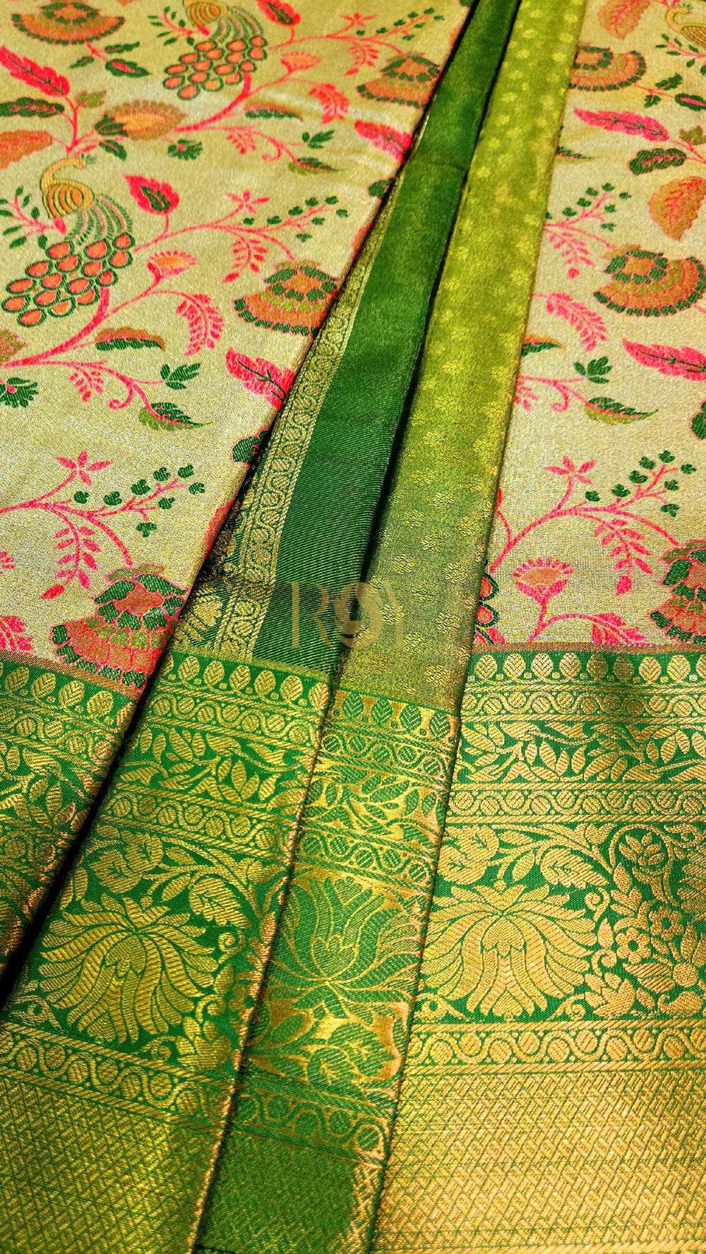 Peacock Jaal Silk Leaf green