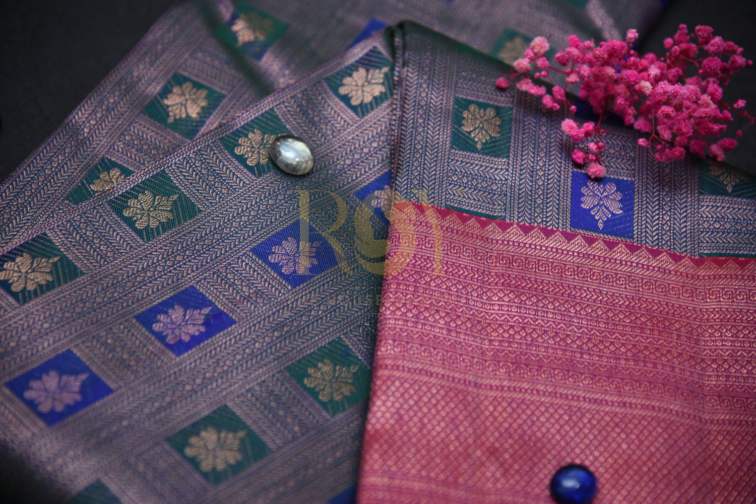 Pure Kanchipuram Silk Saree In Navy Blue