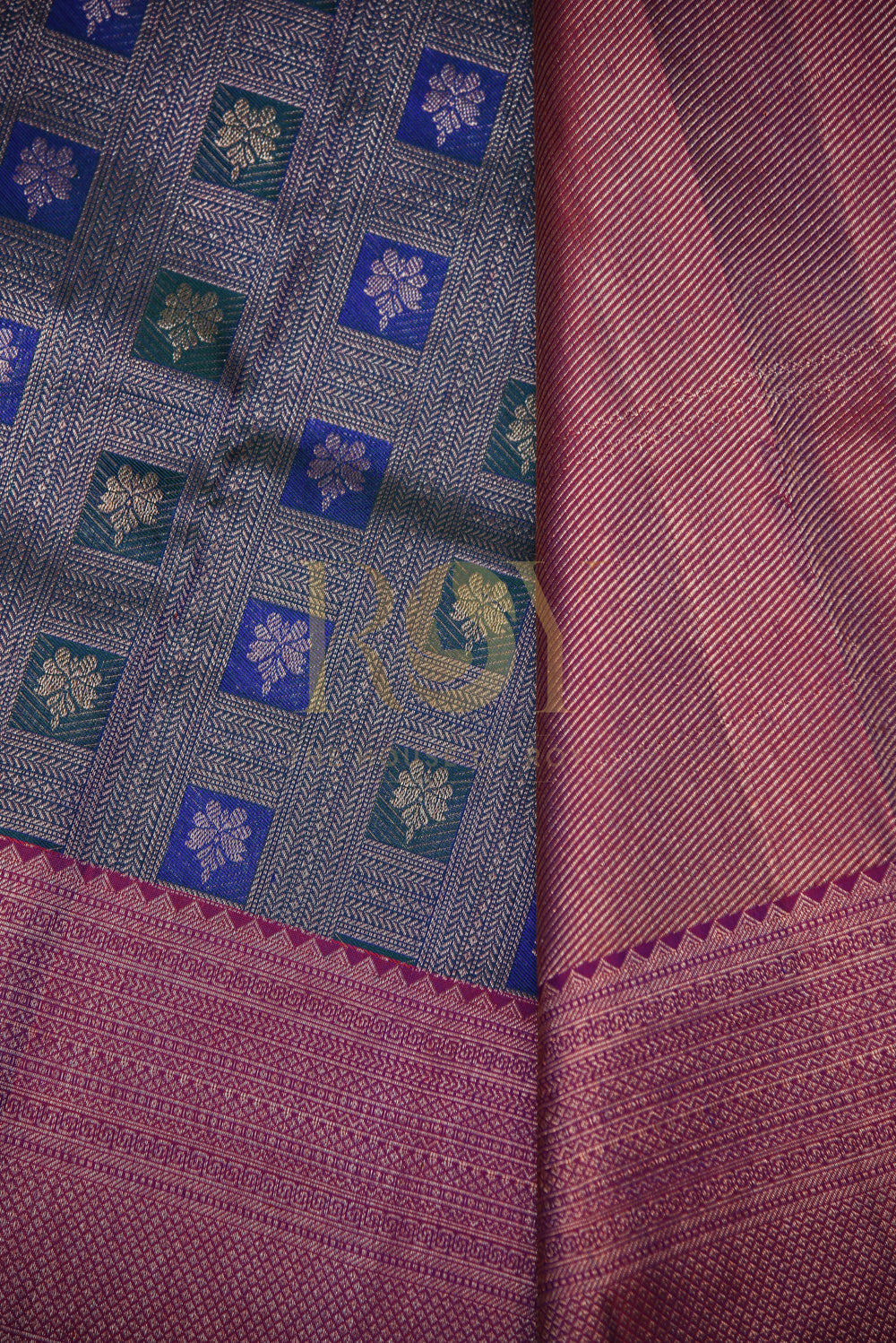 Pure Kanchipuram Silk Saree In Navy Blue