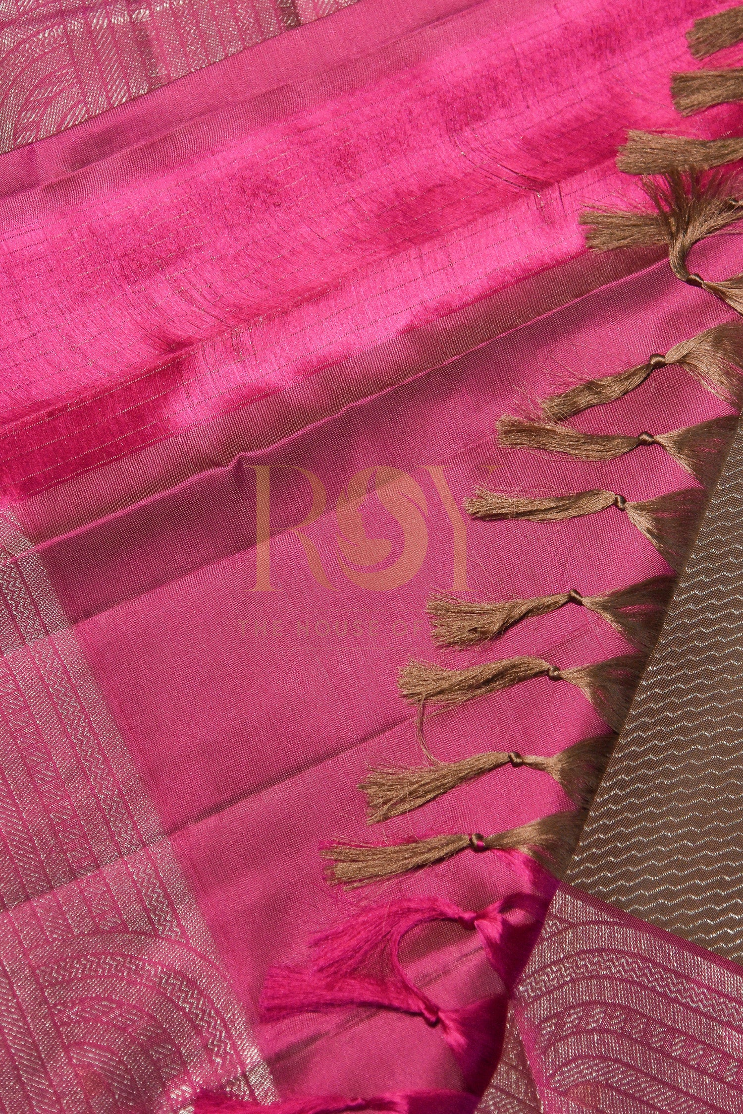 Pure Kancheepuram Silk Saree Champagne Color With Pink Border