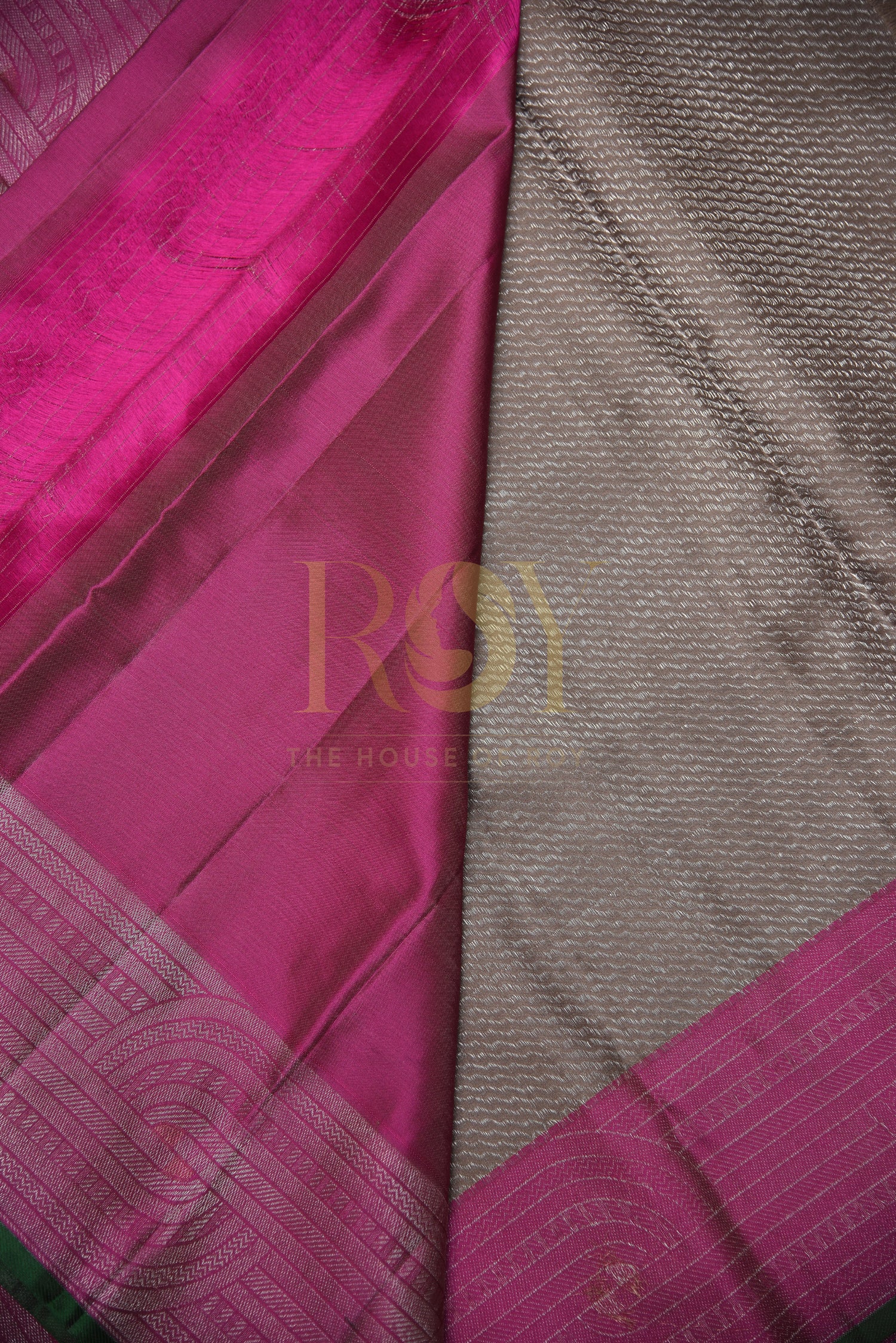 Pure Kancheepuram Silk Saree Champagne Color With Pink Border