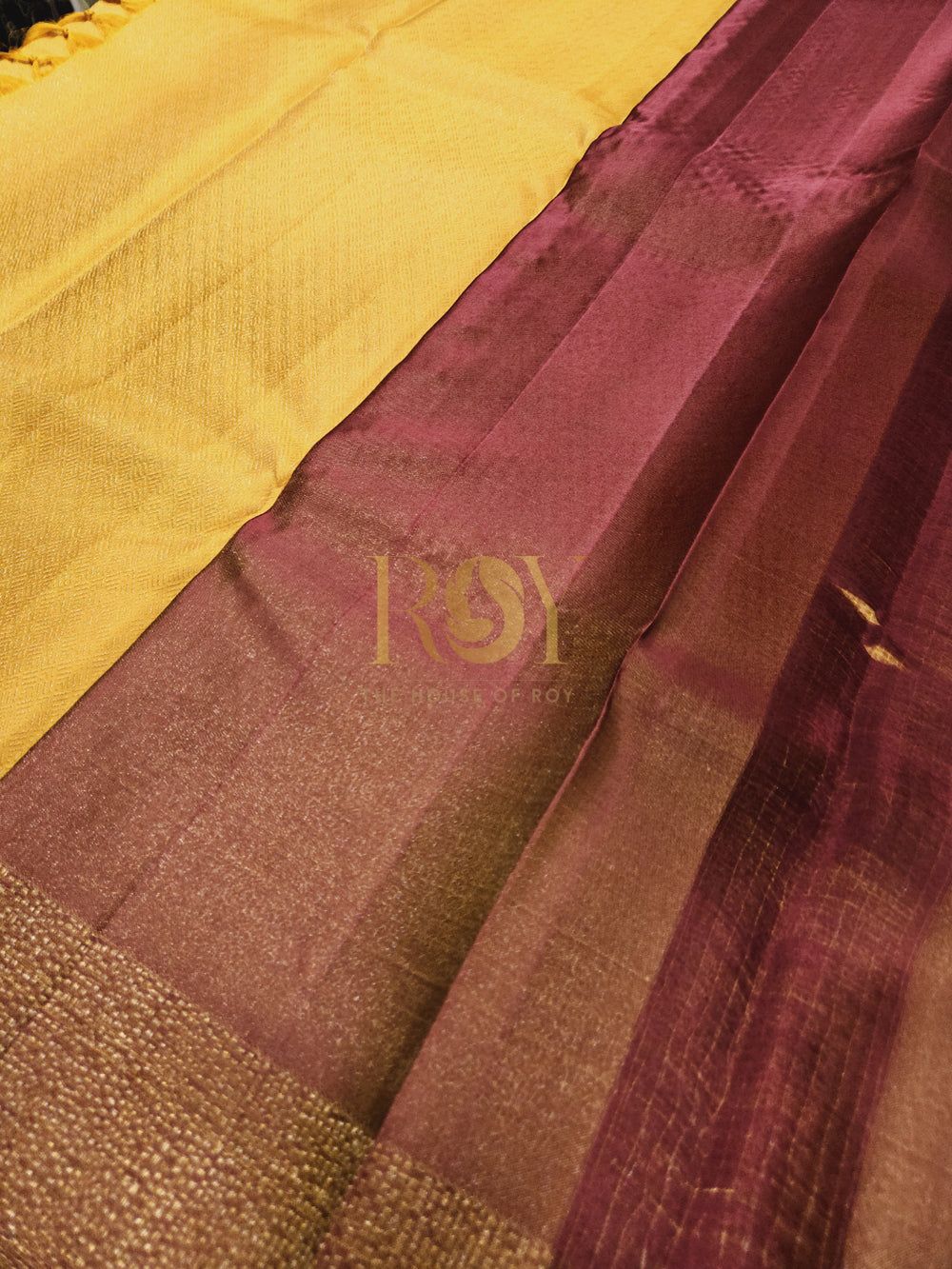 Pure Kanchipuram Silk Saree with Gold Zari & Rosette Work