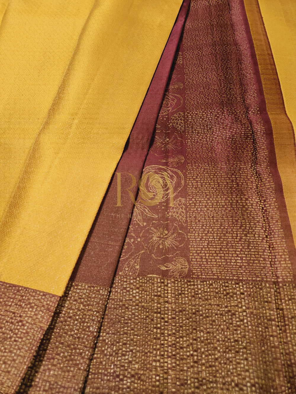 Pure Kanchipuram Silk Saree with Gold Zari & Rosette Work