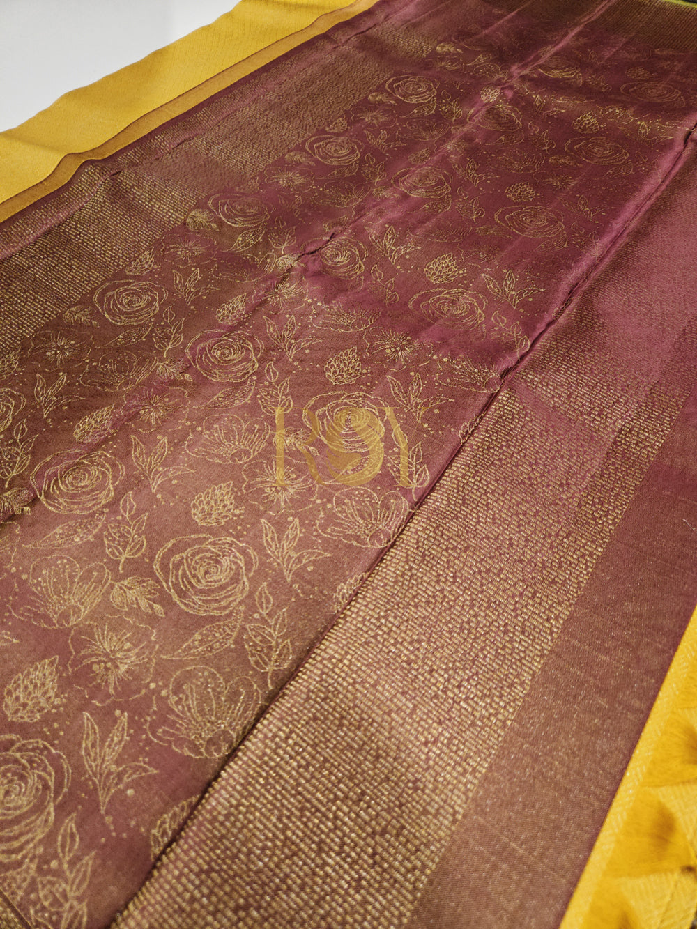 Pure Kanchipuram Silk Saree with Gold Zari & Rosette Work