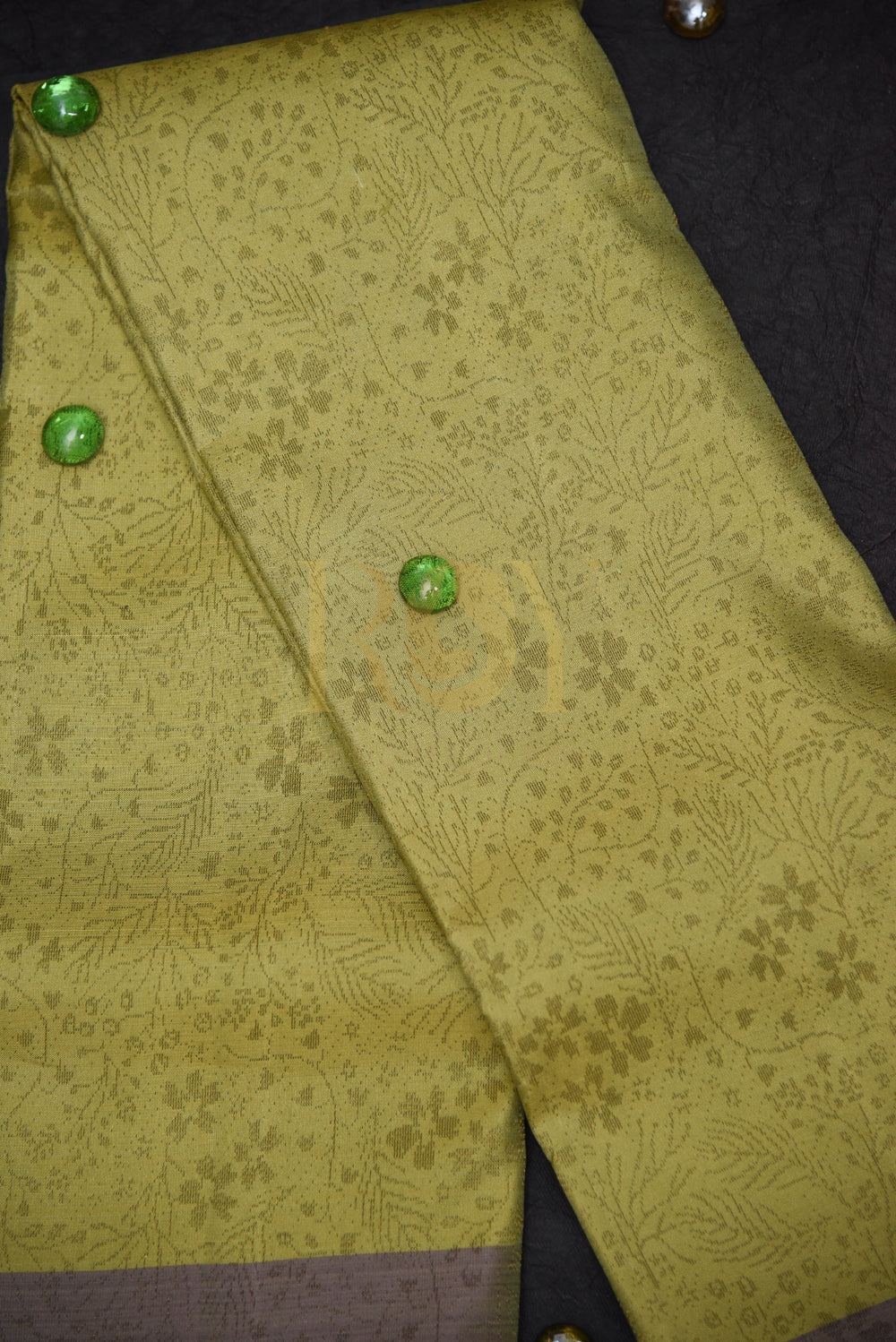 Pure Kancheepuram Silk Saree Olive Green Color