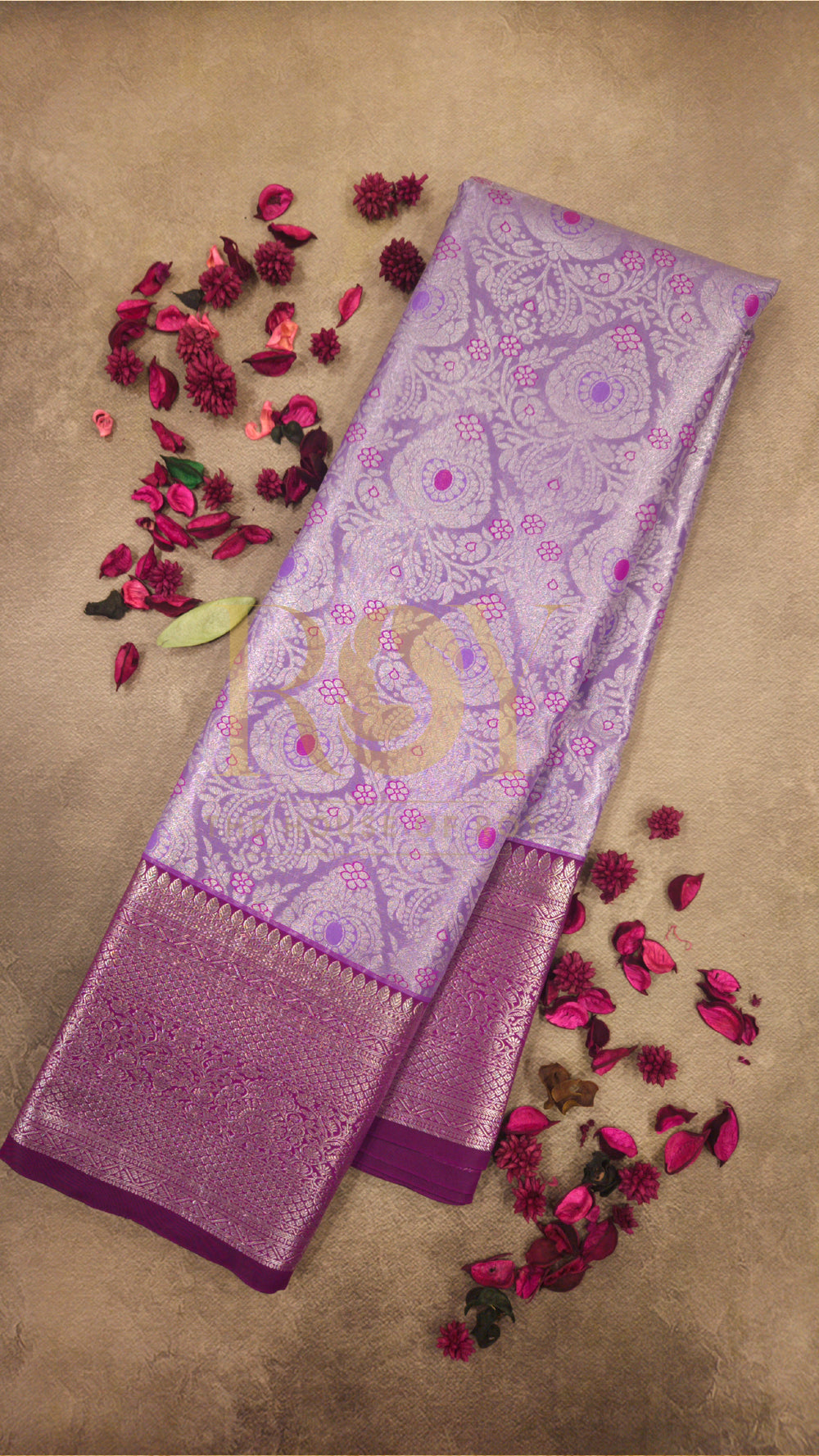 Lavender tissue jacquard silk