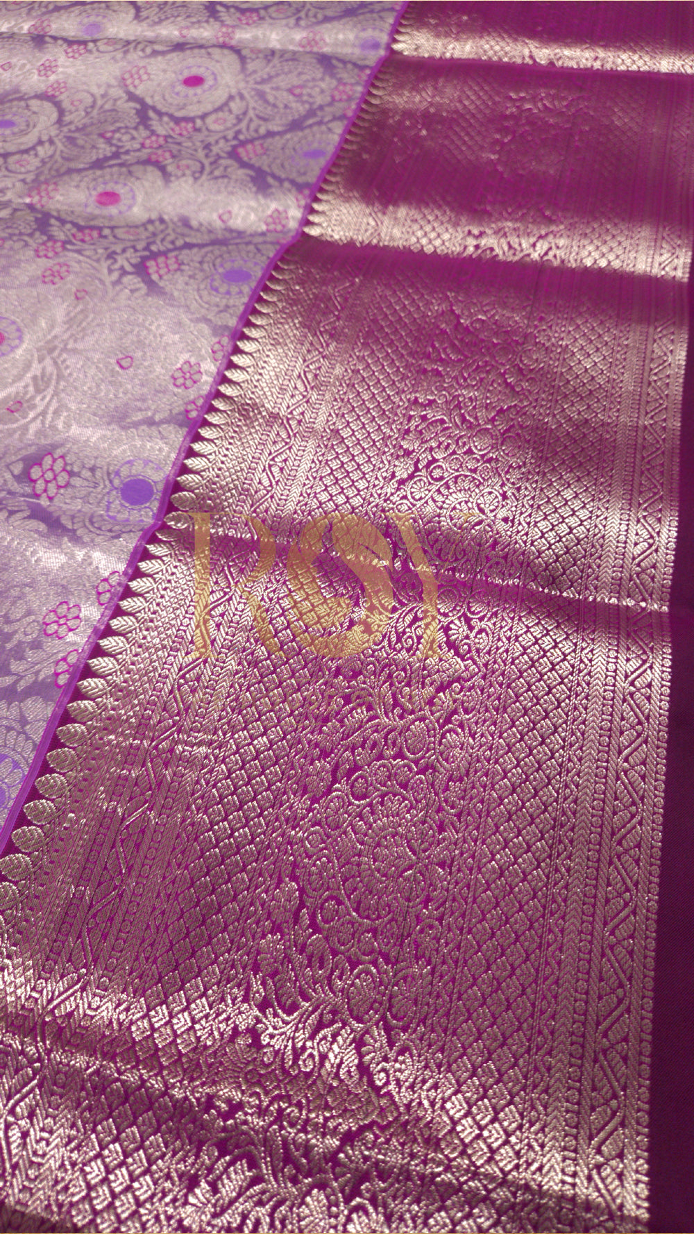 Lavender tissue jacquard silk