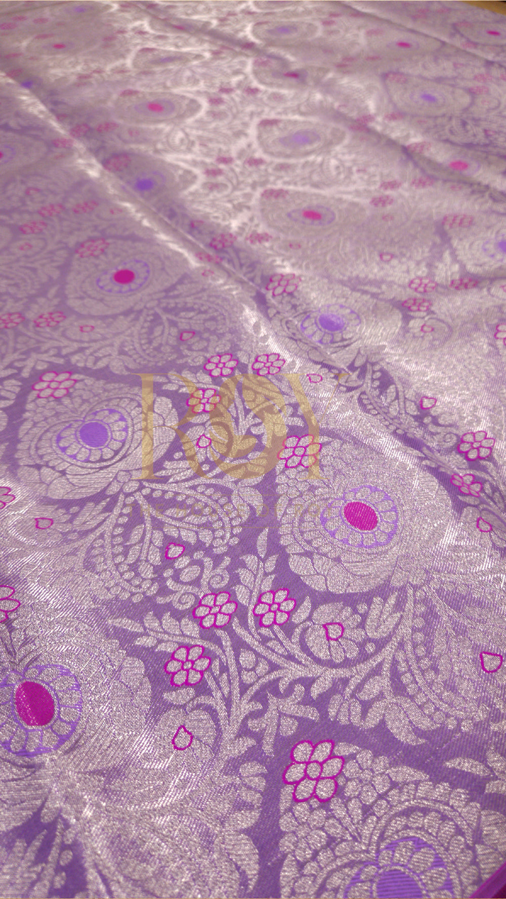 Lavender tissue jacquard silk