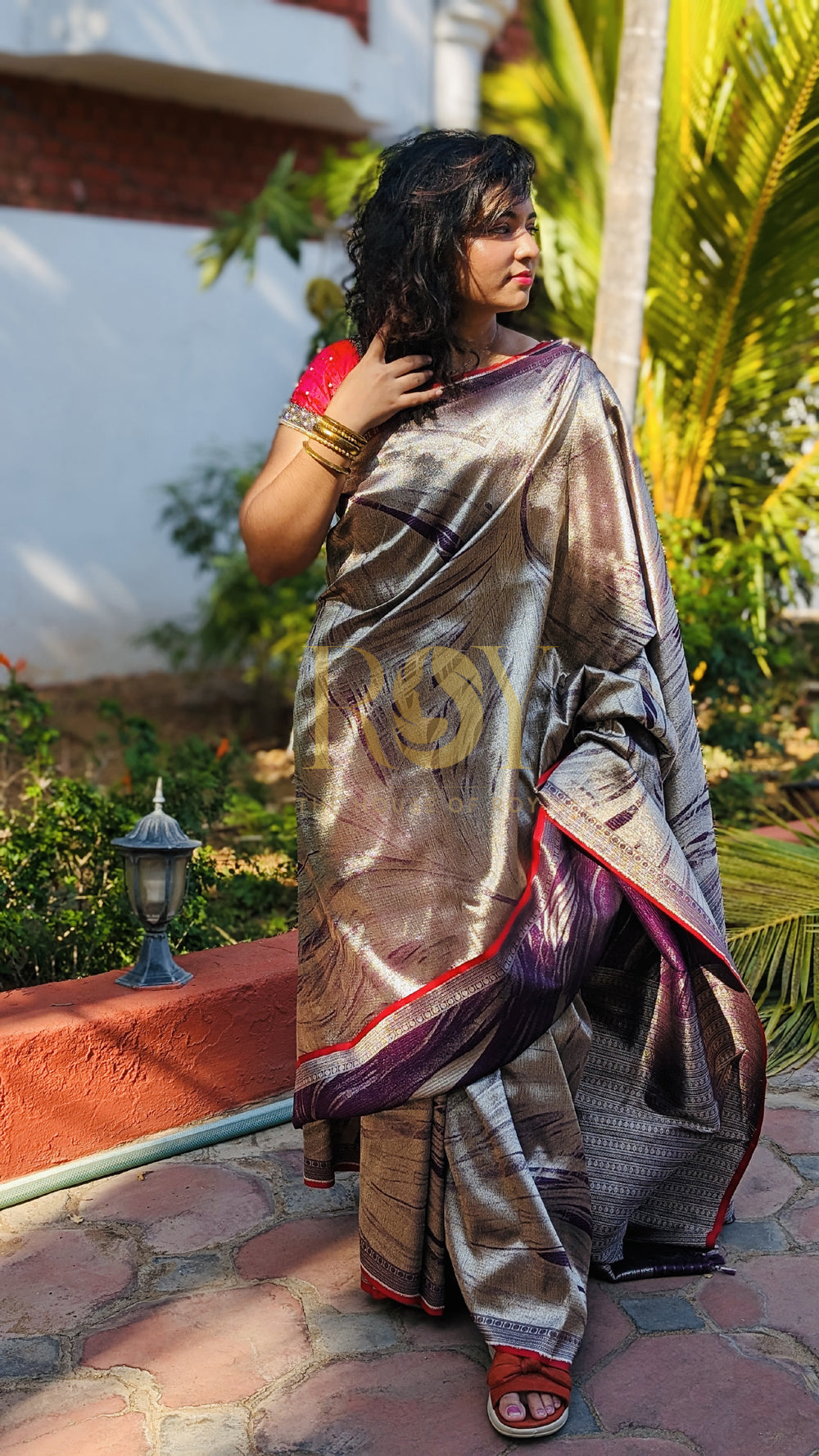 Purple stardust silk saree