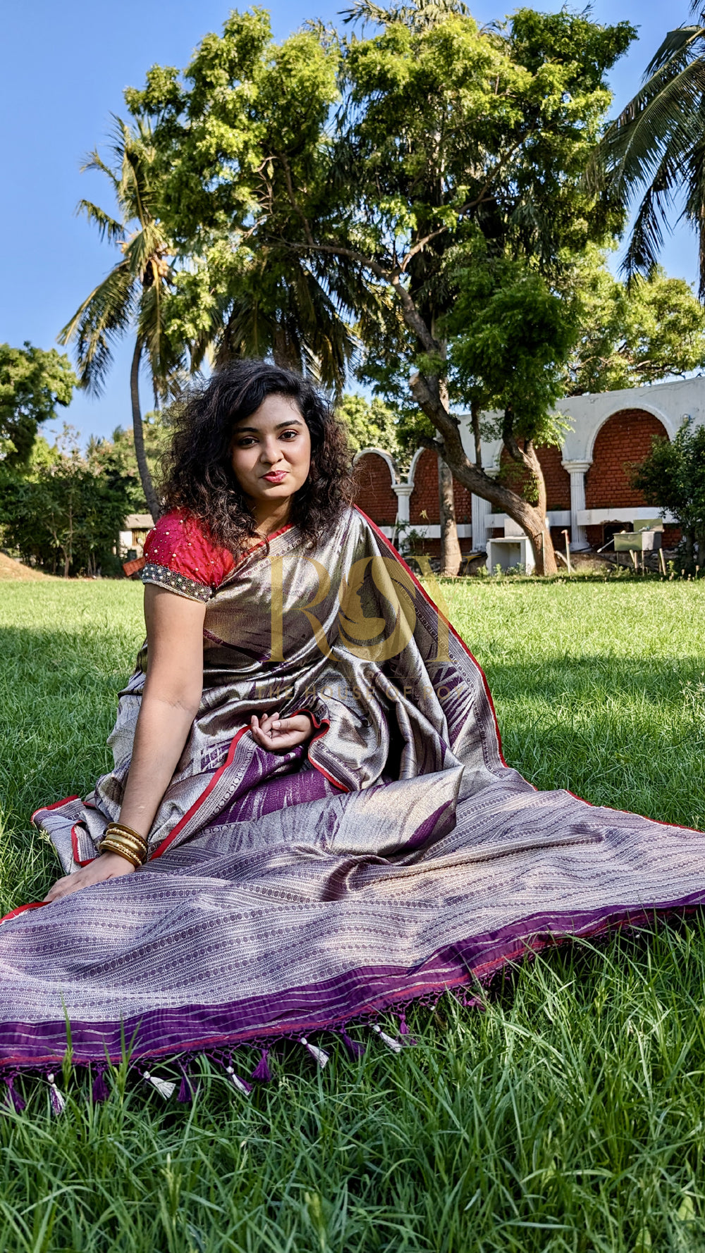 Purple stardust silk saree