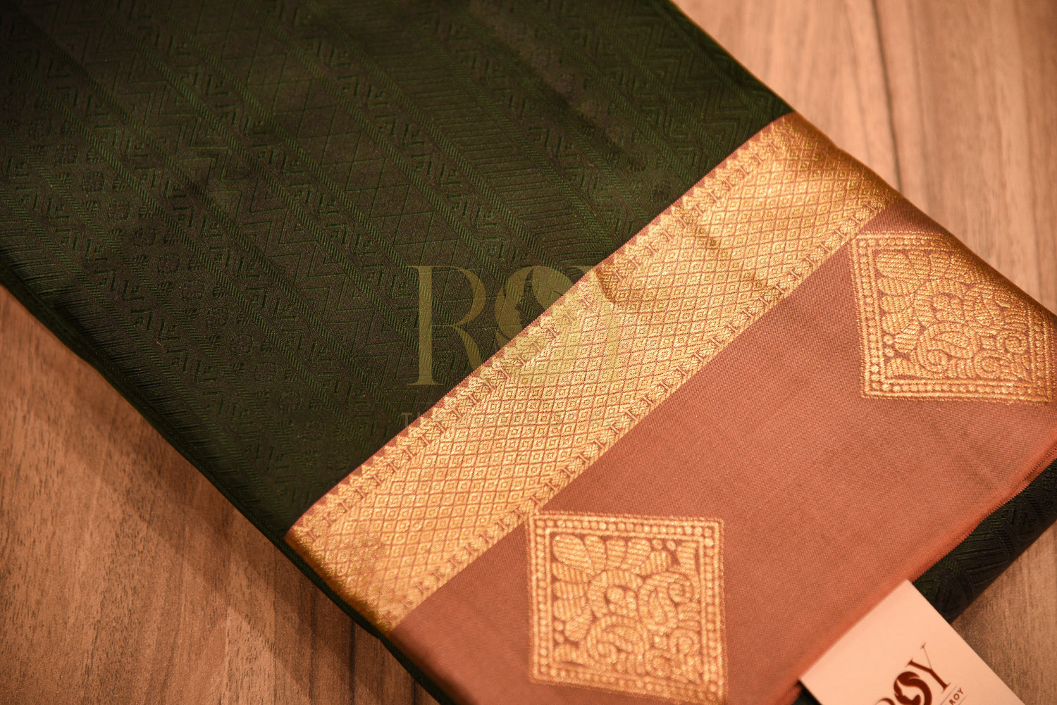 Pure silk saree moss green