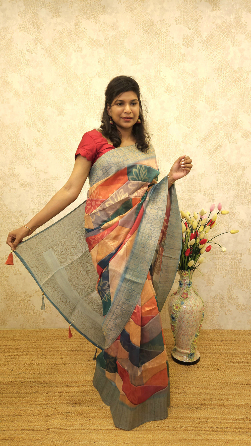 A multicolour saree with abstract print