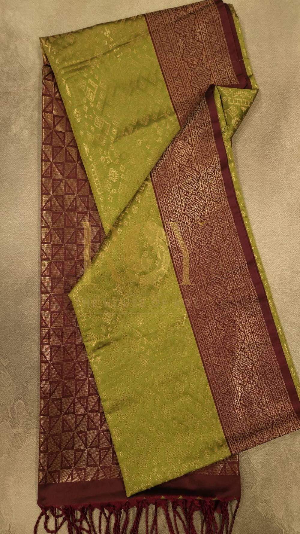 Olive green soft Silk Saree