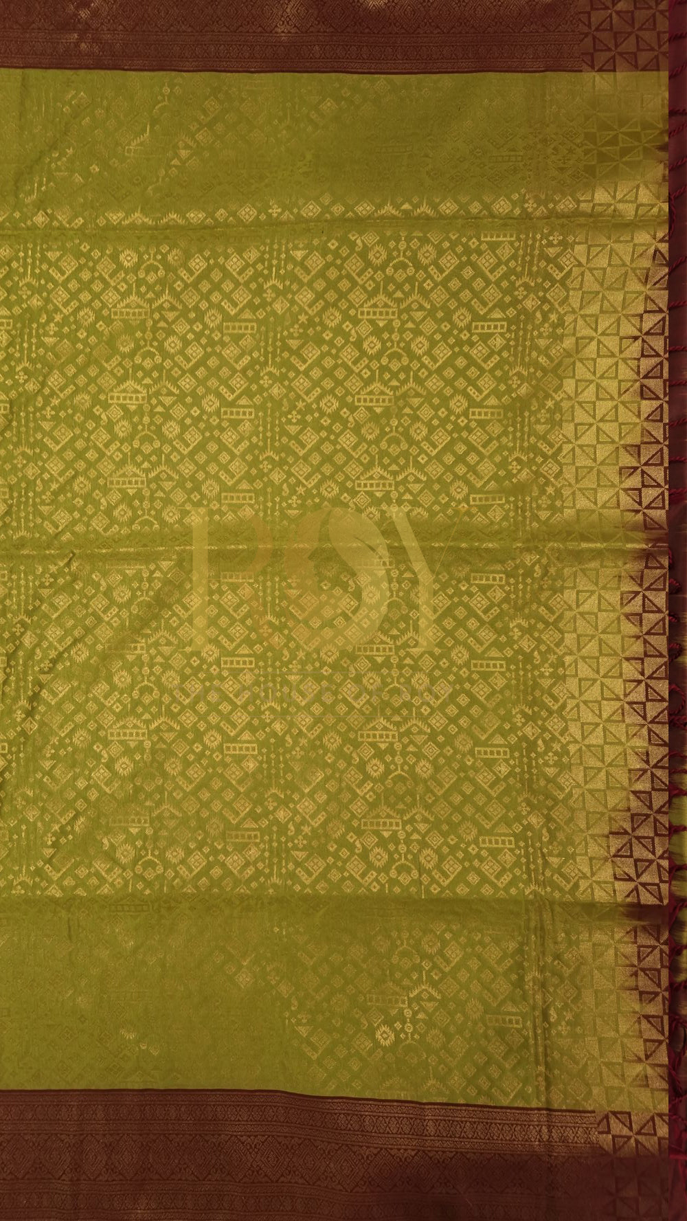 Olive green soft Silk Saree